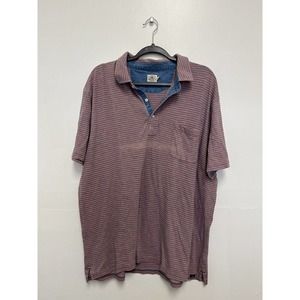 FAHERTY Short-Sleeve Salt Wash Indigo Stripe Polo Size XXL